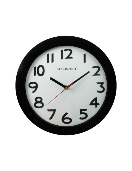 CI | Reloj q-connect de pared plastico oficina redondo 30 cm marco negro
