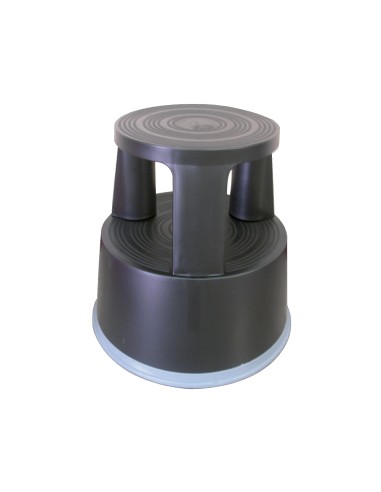 CI | Taburete q-connect ruedas retractiles tres ruedas -dos niveles negro