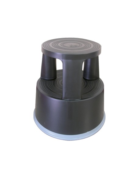 CI | Taburete q-connect ruedas retractiles tres ruedas -dos niveles negro