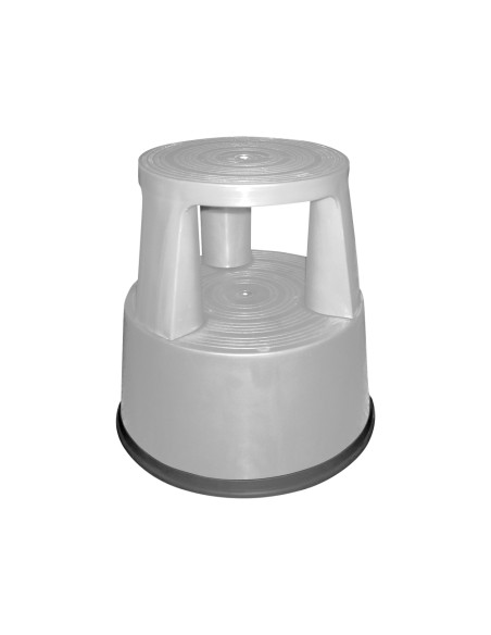 CI | Taburete q-connect ruedas retractiles tres ruedas -dos niveles gris