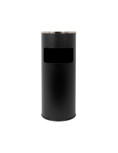 CI | Cenicero papelera metalico q-connect negro -61,5x25 cm con recogecolillas
