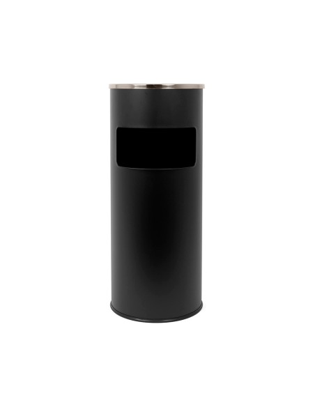 CI | Cenicero papelera metalico q-connect negro -61,5x25 cm con recogecolillas