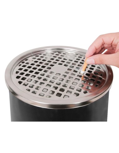 CI | Cenicero papelera metalico q-connect negro -61,5x25 cm con recogecolillas