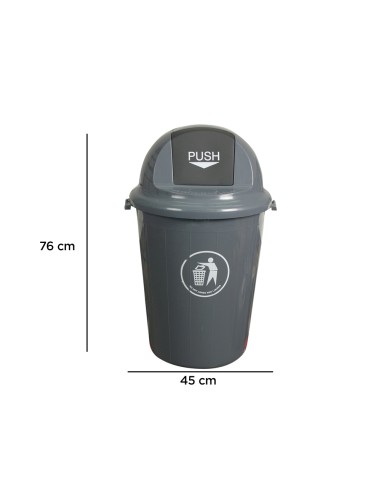 CI | Papelera contenedor q-connect plastico con tapadera 80l color gris 450x760 mm