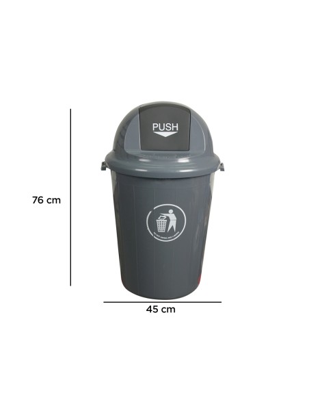 CI | Papelera contenedor q-connect plastico con tapadera 80l color gris 450x760 mm