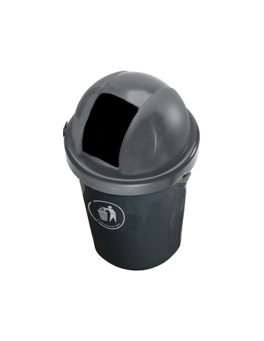 CI | Papelera contenedor q-connect plastico con tapadera 80l color gris 450x760 mm
