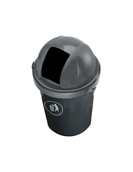 CI | Papelera contenedor q-connect plastico con tapadera 80l color gris 450x760 mm