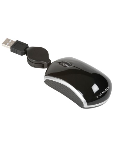 CI | Raton q-connect mini optico 800 dpi retractil usb 1,5 ghz negro