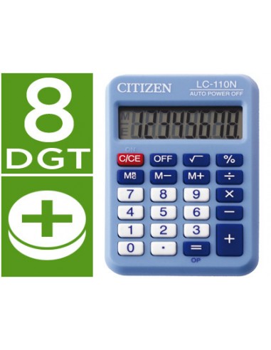 CI | Calculadora citizen bolsillo lc-110 8 digitos celeste