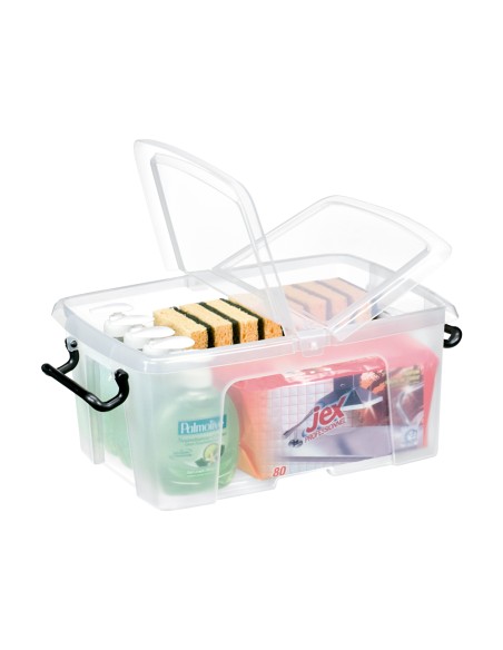 CI | Contenedor plastico cep 12 litros 405x295x183 mm transparente con tapa y cierre hermetico