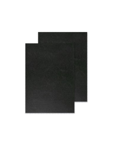 CI | Tapa de encuadernacion q-connect carton din a4 negro simil piel 250 gr caja de 100 unidades