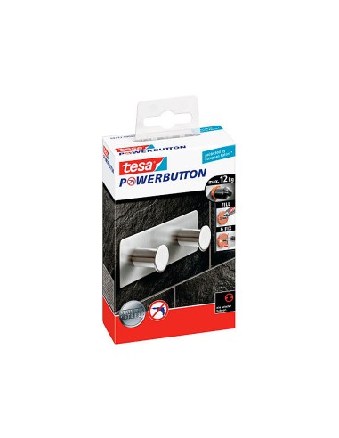 CI | Perchero adhesivo tesa powerboton doble carga maxima 12 kg 40x82x122 mm
