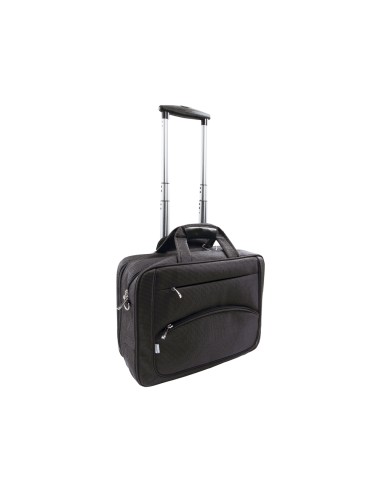 CI | Maletin para portail q-connect 16" negro 1 asa 2 bolsillos exteriores y ruedas medidas 410x325x150 mm