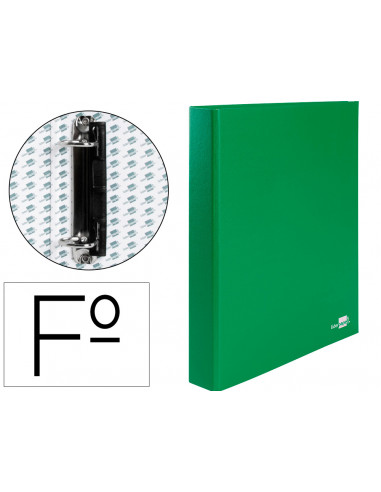 CI | Carpeta de 2 anillas 25mm mixtas liderpapel folio carton forrado paper coat compresor plastico verde