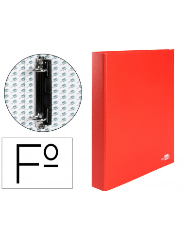 CI | Carpeta de 2 anillas 25mm mixtas liderpapel folio carton forrado paper coat compresor plastico roja