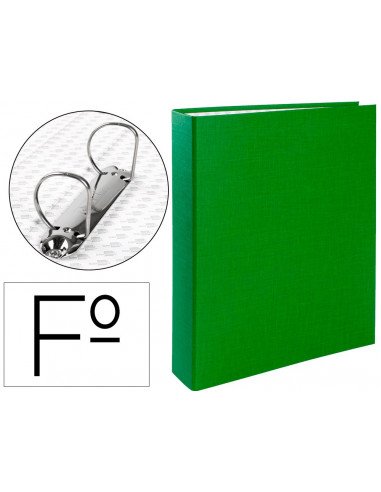 CI | Carpeta de 2 anillas 40mm mixtas liderpapel folio carton forrado paper coat compresor plastico verde