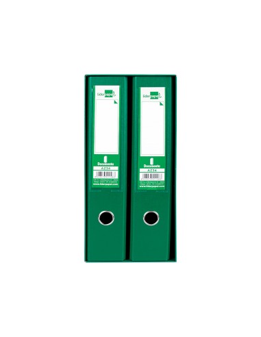 CI | Modulo liderpapel 2 archivadores folio 2 anillas mecanismo de palanc 75mm verde