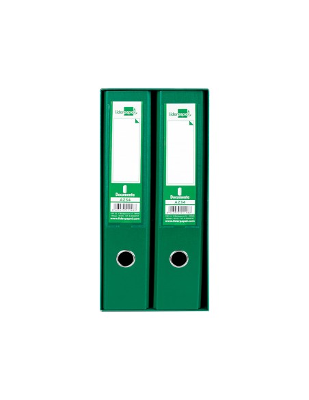 CI | Modulo liderpapel 2 archivadores folio 2 anillas mecanismo de palanc 75mm verde