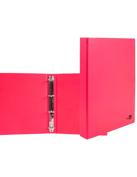 CI | Carpeta de 4 anillas 25 mm mixtas liderpapel a4 carton forrado pvc fucsia