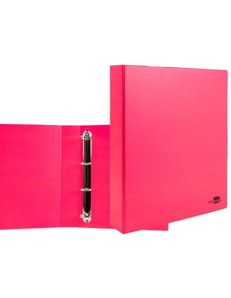 CI | Carpeta de 4 anillas 40 mm mixtas liderpapel a4 carton forrado pvc fucsia