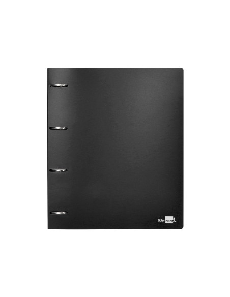CI | Carpeta Liderpapel 4 Anillas 40 Mm Mixtas Polipropileno Din A4 Negro Opaco