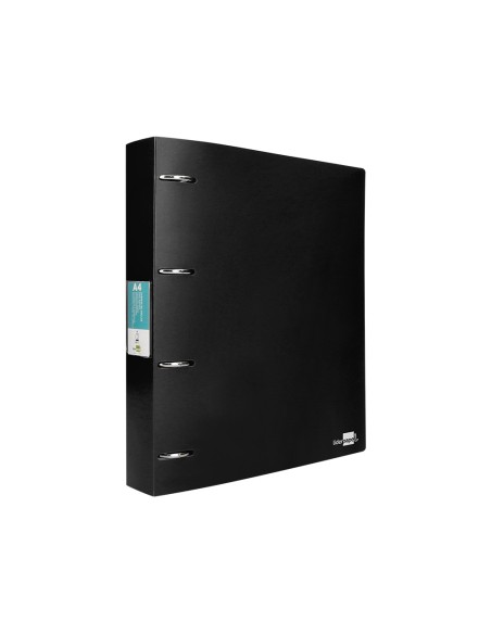 CI | Carpeta Liderpapel 4 Anillas 40 Mm Mixtas Polipropileno Din A4 Negro Opaco