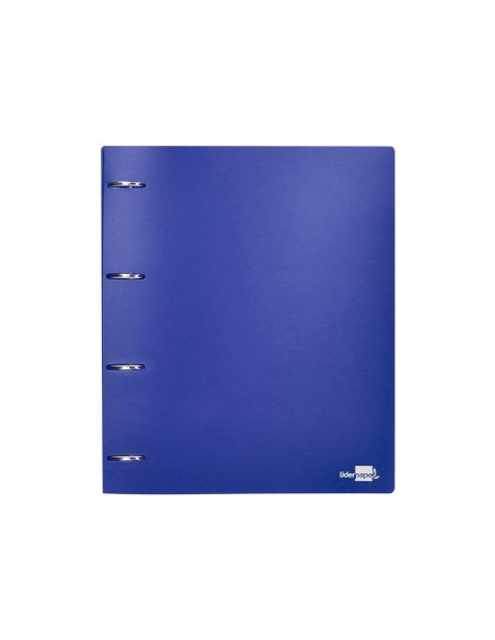CI | Carpeta Liderpapel 4 Anillas Mixtas 40 Mm Polipropileno Din A4 Azul Translucido