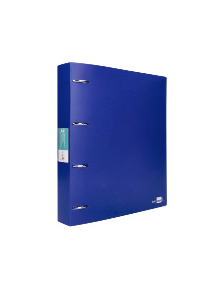 CI | Carpeta Liderpapel 4 Anillas Mixtas 40 Mm Polipropileno Din A4 Azul Translucido