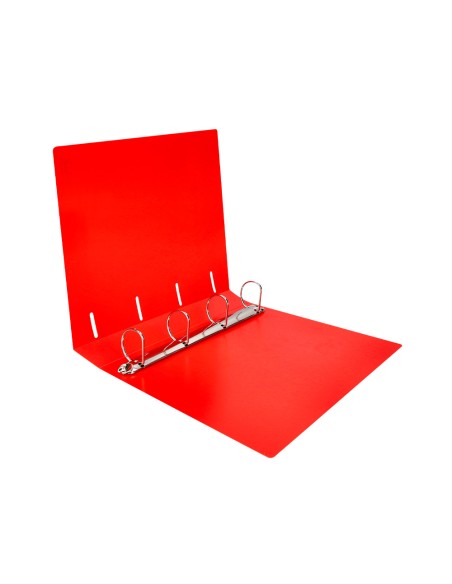 CI | Carpeta Liderpapel 4 Anillas Mixtas 40 Mm Polipropileno Din A4 Rojo Translucido