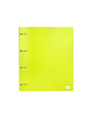 CI | Carpeta Liderpapel 4 Anillas Mixtas 40 Mm Polipropileno Din A4 Amarillo Fluor Opaco