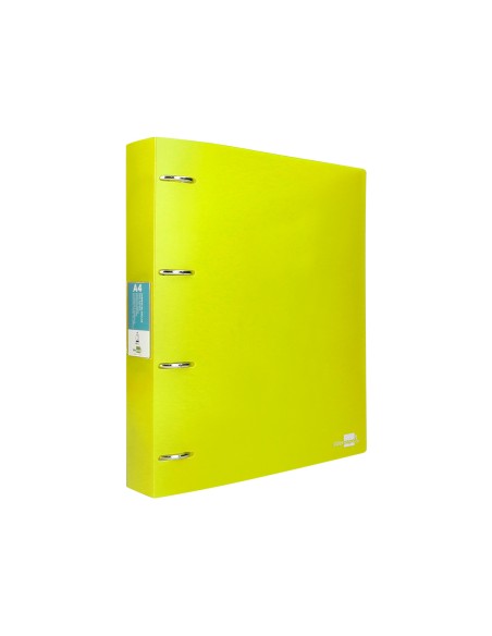 CI | Carpeta Liderpapel 4 Anillas Mixtas 40 Mm Polipropileno Din A4 Amarillo Fluor Opaco