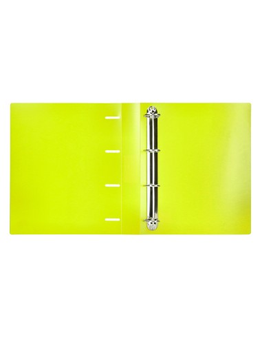 CI | Carpeta Liderpapel 4 Anillas Mixtas 40 Mm Polipropileno Din A4 Amarillo Fluor Opaco