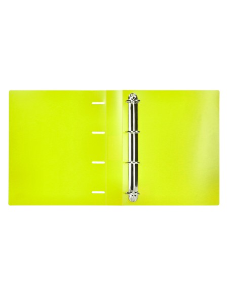 CI | Carpeta Liderpapel 4 Anillas Mixtas 40 Mm Polipropileno Din A4 Amarillo Fluor Opaco