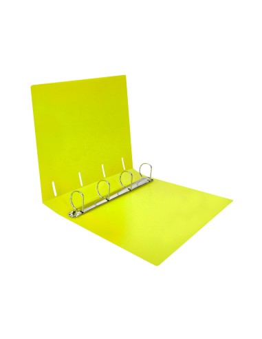 CI | Carpeta Liderpapel 4 Anillas Mixtas 40 Mm Polipropileno Din A4 Amarillo Fluor Opaco