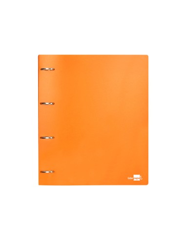 CI | Carpeta Liderpapel 4 Anillas Mixtas 40 Mm Polipropileno Din A4 Naranja Fluor Opaco