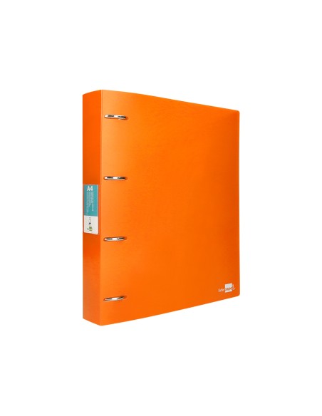 CI | Carpeta Liderpapel 4 Anillas Mixtas 40 Mm Polipropileno Din A4 Naranja Fluor Opaco