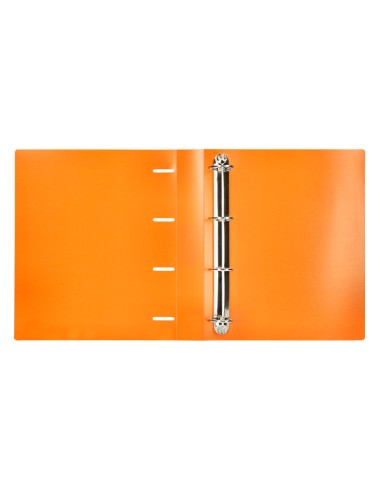 CI | Carpeta Liderpapel 4 Anillas Mixtas 40 Mm Polipropileno Din A4 Naranja Fluor Opaco