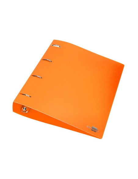 CI | Carpeta Liderpapel 4 Anillas Mixtas 40 Mm Polipropileno Din A4 Naranja Fluor Opaco