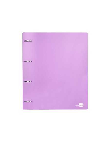 CI | Carpeta Liderpapel 4 Anillas Mixtas 40 Mm Polipropileno Din A4 Lavanda Opaco