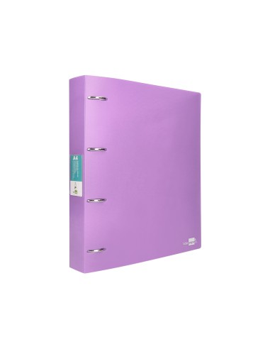 CI | Carpeta Liderpapel 4 Anillas Mixtas 40 Mm Polipropileno Din A4 Lavanda Opaco