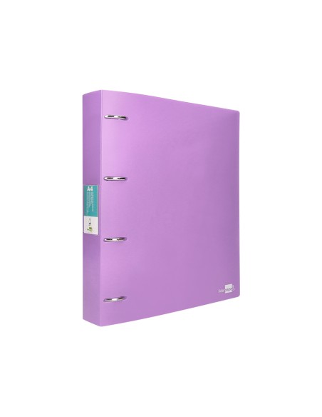 CI | Carpeta Liderpapel 4 Anillas Mixtas 40 Mm Polipropileno Din A4 Lavanda Opaco