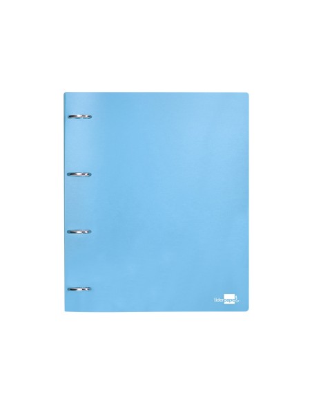 CI | Carpeta Liderpapel 4 Anillas Mixtas 40 Mm Polipropileno Din A4 Celeste Opaco