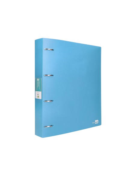 CI | Carpeta Liderpapel 4 Anillas Mixtas 40 Mm Polipropileno Din A4 Celeste Opaco
