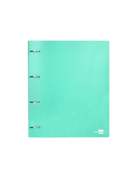 CI | Carpeta Liderpapel 4 Anillas Mixtas 40 Mm Polipropileno Din A4 Verde Manzana Opaco