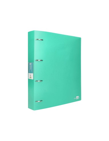 CI | Carpeta Liderpapel 4 Anillas Mixtas 40 Mm Polipropileno Din A4 Verde Manzana Opaco