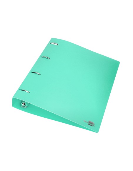 CI | Carpeta Liderpapel 4 Anillas Mixtas 40 Mm Polipropileno Din A4 Verde Manzana Opaco