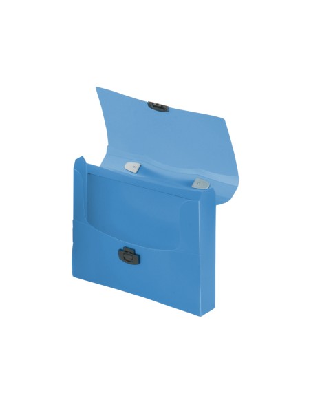 CI | Carpeta liderpapel portadocumentos broche polipropileno din a4 azul transparente con asa