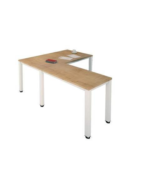 CI | Ala para mesa rocada serie executive 60x 100 cm derecha o izquierda acabado ad01 aluminio/ haya