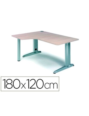 CI | Mesa rocada serie metal 160x120 cm izquierda acabado ac01 haya