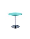 CI | Mesa de centro rocada meeting 3007ap05 estructura cromada tablero cristal templado altura 50 cm diametro 50 cm
